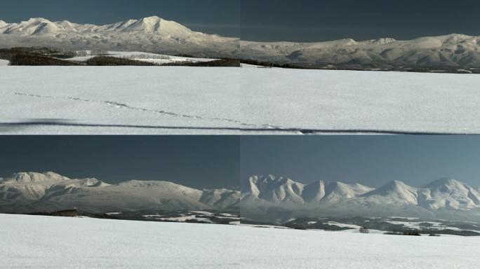 白雪覆盖的山脉的北海道