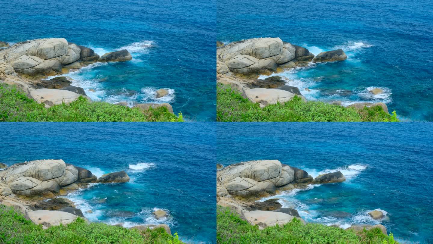 海浪拍打礁石 海浪拍打岩石 海边浪花