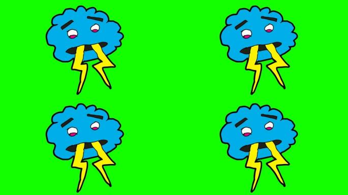 以闪电为主题的绿色背景的孩子们