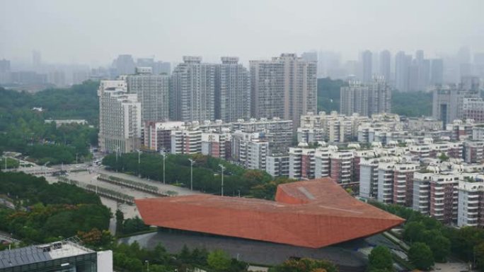 白天时间武汉市屋顶著名博物馆全景4k中国