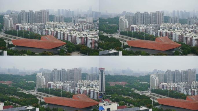 白天时间武汉市屋顶著名博物馆全景4k中国