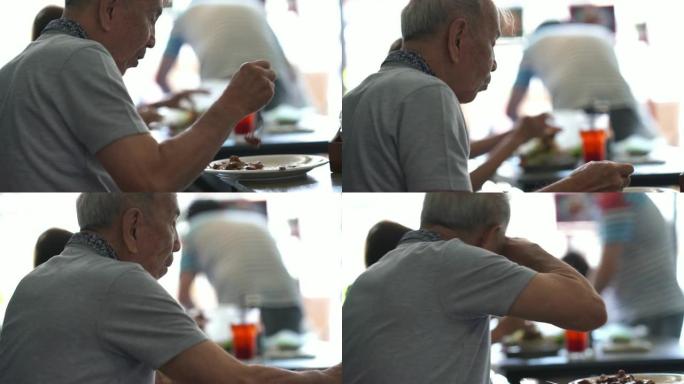 亚洲资深男子吃食，退休观念