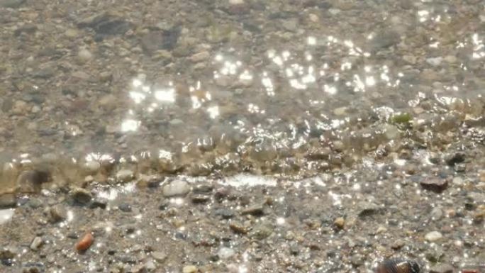 浅河沙和水的放松场景特写4K 2160p 30fps UHD镜头-亮丽的湖面3840X2160超高清