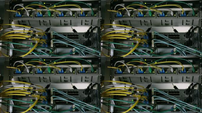 组织整齐的彩色编码服务器电缆