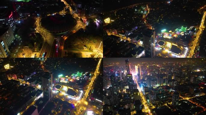 南京市鼓楼区市区马路车流夜景航拍延时49