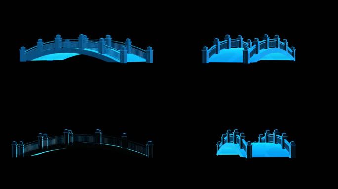 中式桥梁全息蓝色科技通道素材