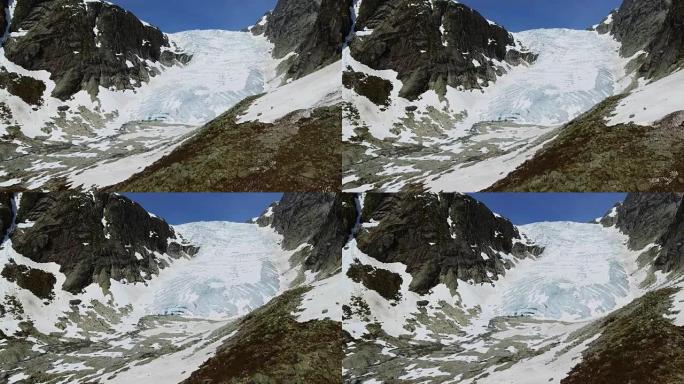 挪威的Tuftebreen-冰川靠近Steinmannen和Bakli。鸟瞰图。