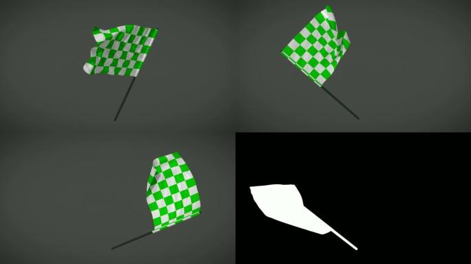 赛车旗子-带有alpha遮罩的绿色方格旗子循环动画