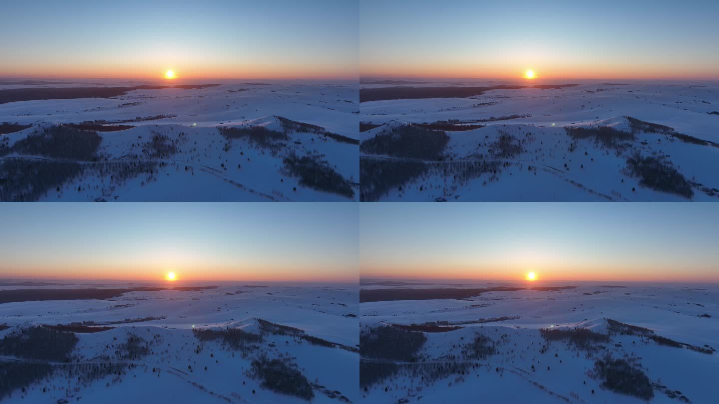 航拍山峰晚照雪景视频素材