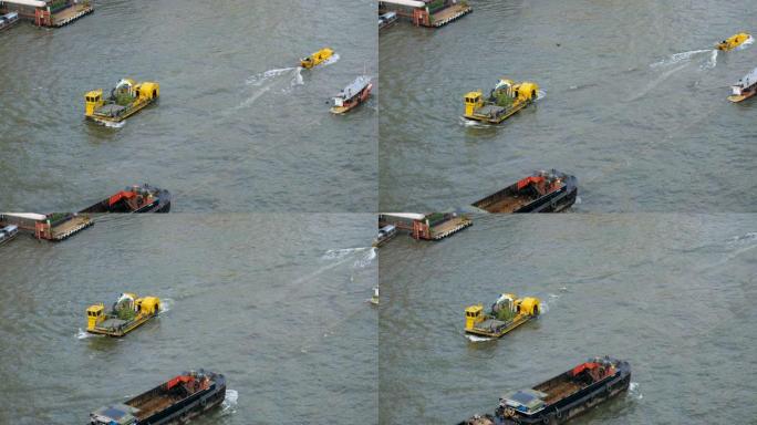 清洁湄南河的污水废船。