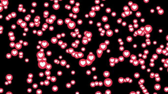 Facebook上的爱心图标现场视频孤立在黑色背景上。社交媒体网络营销。应用广告。3d抽象插图