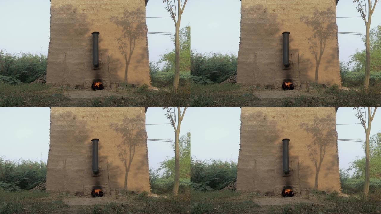 谷仓内的壁炉用于烘烤烟叶。