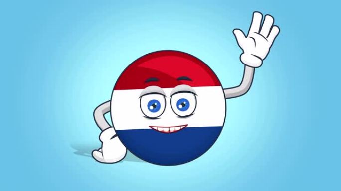 卡通图标旗荷兰荷兰你好与阿尔法哑光面部动画
