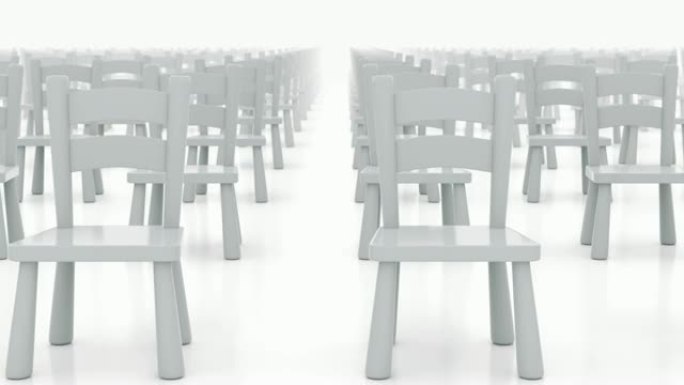 一排排灰色椅子。