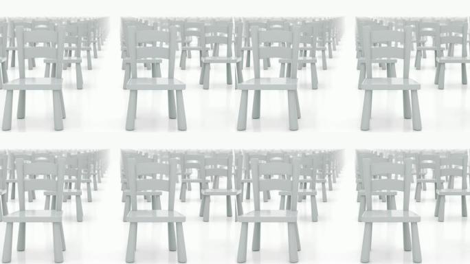 一排排灰色椅子。