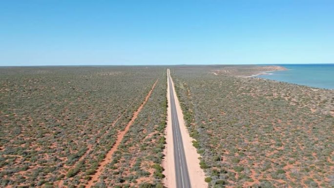澳大利亚西海岸一条无声高速公路的航拍