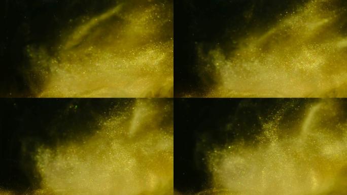 金色的沙子或灰尘创造了抽象的云层。艺术背景。