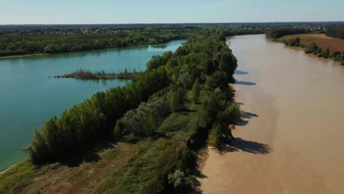 Garonne和lake，无人机的观点