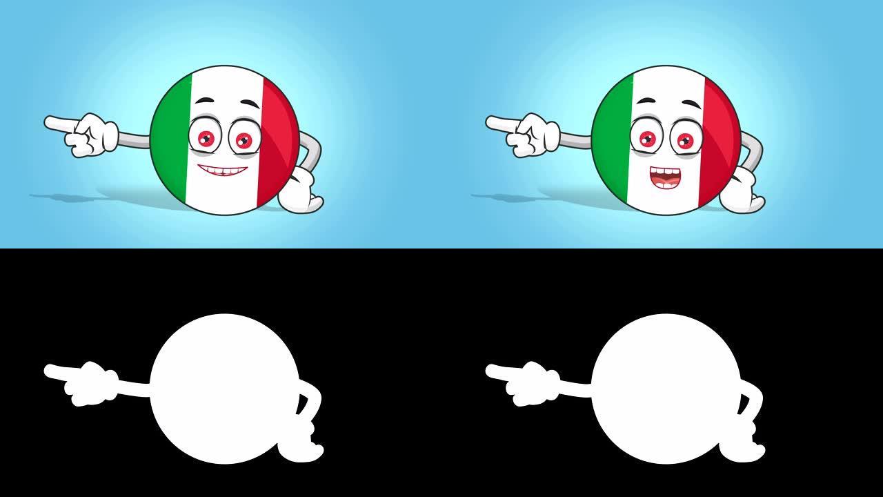 卡通图标旗意大利左指针说话与阿尔法哑光脸部动画