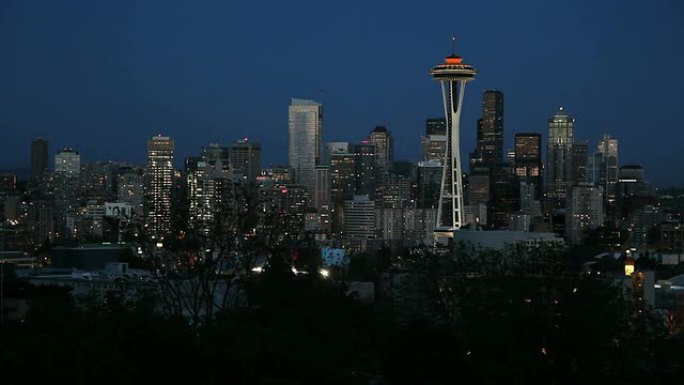 西雅图市中心暮光之城，太空针塔