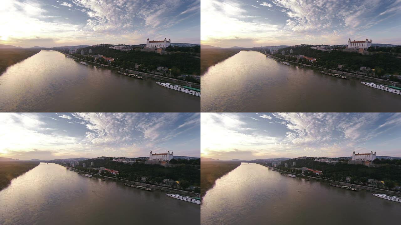 多瑙河上空的布拉迪斯拉发大桥和城堡