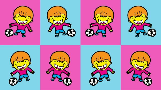 以足球运动员为主题的儿童绘画波普艺术无缝背景