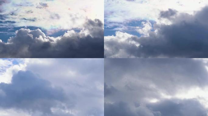 云和鸟划过天空的运动