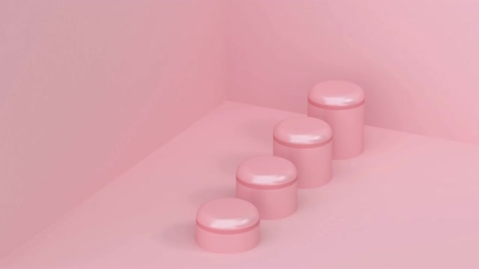 抽象运动三维渲染最小图形上下粉红墙地板场景
