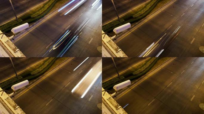 夜间在交通路上运行的闭路电视监控摄像机