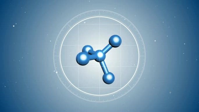 抽象分子的三维动画。Futtrutic显微镜刻度。医学或科学的概念