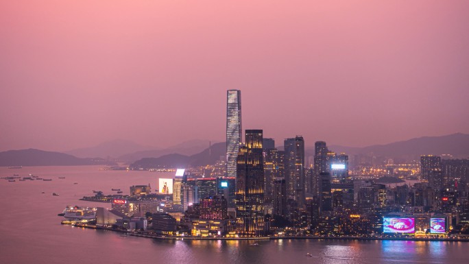 香港环球贸易日转夜延时