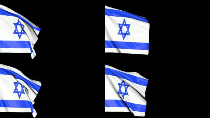 黑色背景上的以色列国旗。