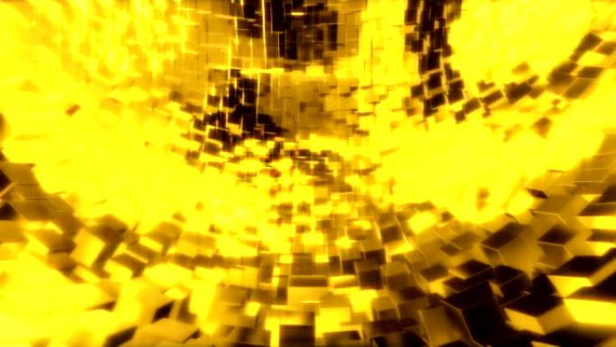 球体上带有金色立方体的抽象图形背景。3d渲染