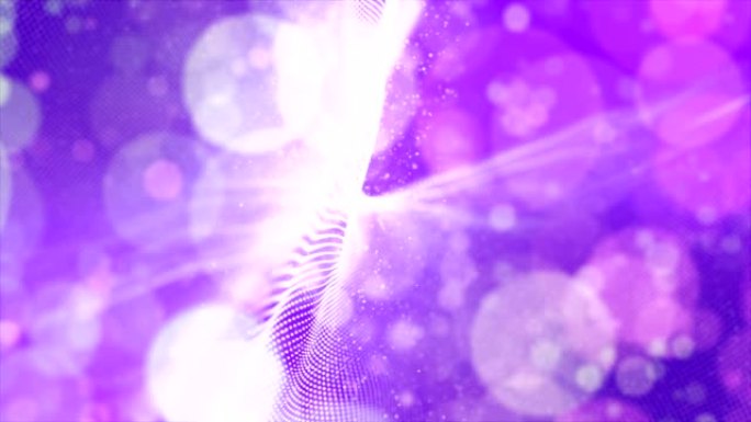 具有bokeh运动背景的抽象紫色数字粒子波