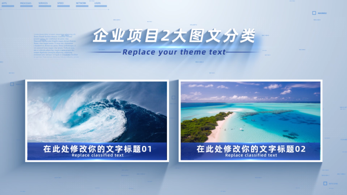 （2）蓝色简洁二大图文分类包装