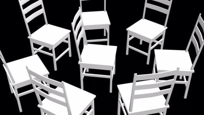黑色背景白色椅子概念