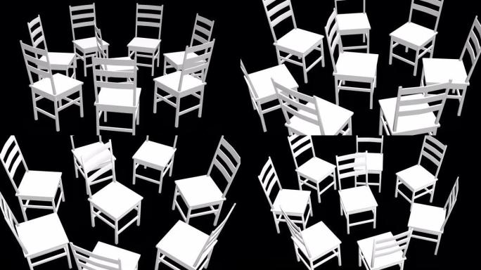黑色背景白色椅子概念