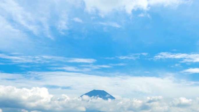 4k延时: 夏季阴天的富士山顶在Shoji湖