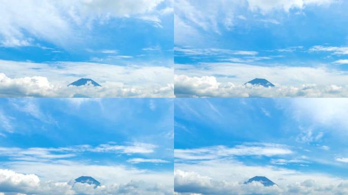 4k延时: 夏季阴天的富士山顶在Shoji湖