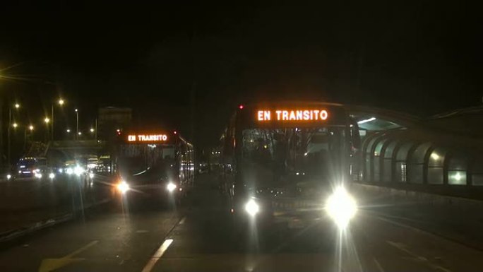 公共汽车，公共交通，晚上，晚上