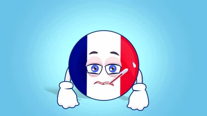 卡通图标旗帜法国病与阿尔法哑光面部动画