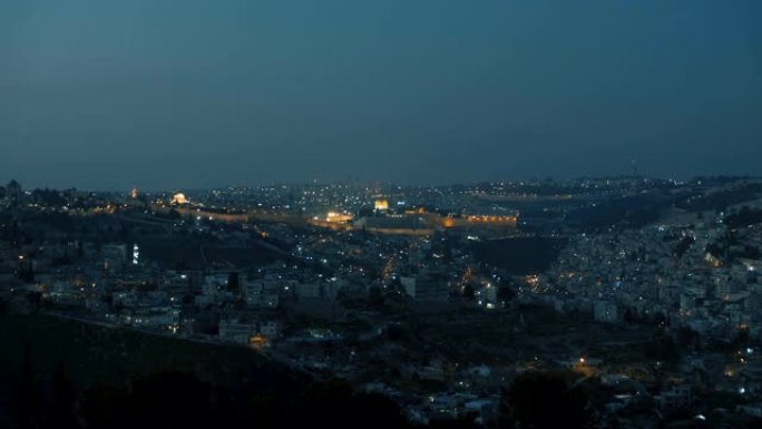 晚上耶路撒冷的美丽全景。以色列。