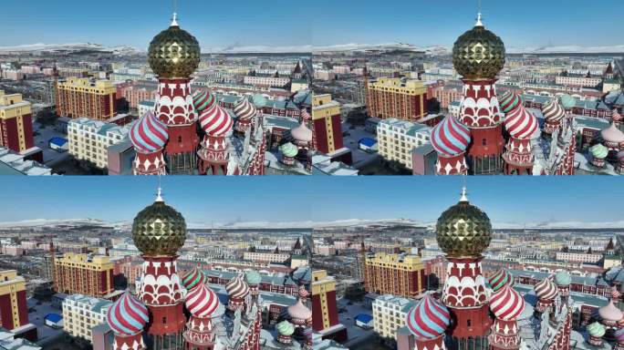 内蒙古呼伦贝尔额尔古纳城市建筑航拍风光