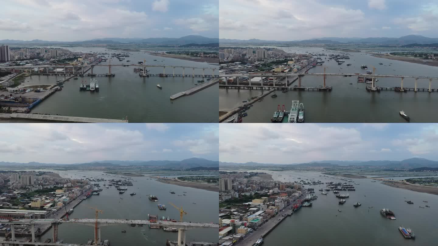 广东博贺渔港航拍视频