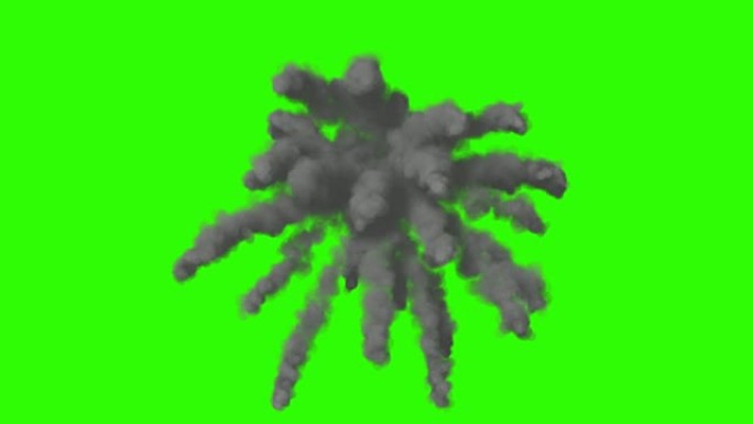 绿屏背景上的动画烟雾爆炸