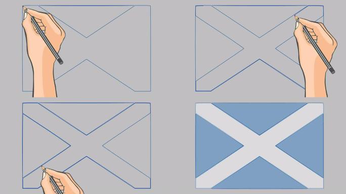 手绘苏格兰旗动画