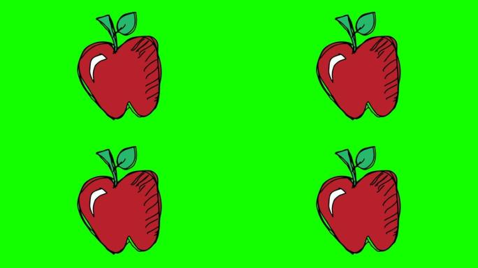 儿童画以苹果为主题的绿色背景