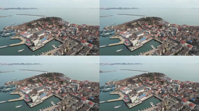 原创烟台市烟台山灯塔风光航拍