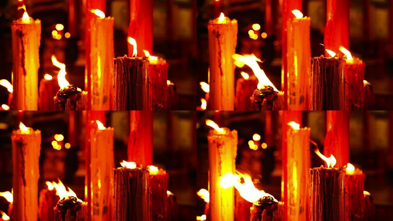 农历新年的红色蜡烛。