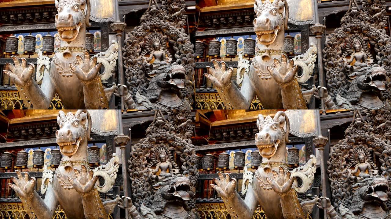 古代青铜和黄铜神话雕塑和文物，Rudra Varna Mahavihar，帕坦拉利特普尔独特的金色佛